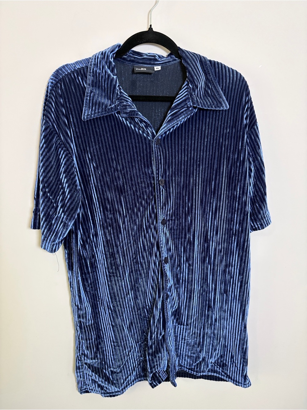 Positano Ribbed Velour Buttondown Men Vintage club Retro Disco Shirt 90s Y2K XL